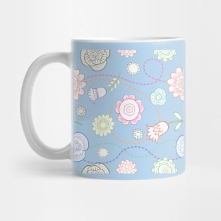 Blue Country Flower Pattern Mug